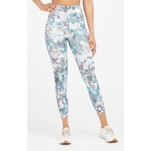 SPANX Booty Boost Active Printed 7/8 Leggings in Painted Camo Pink Multi Size S,